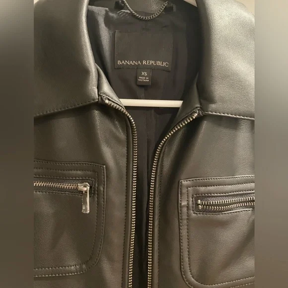 Banana Republic Black Vegan Leather Jacket XS NWT - Picture 2 of 5